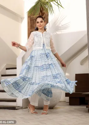 15900 Readymad Blue Lawn Printed Frock