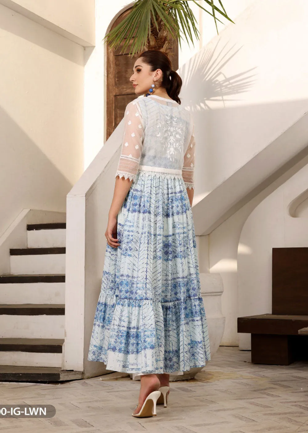 15900 Readymad Blue Lawn Printed Frock