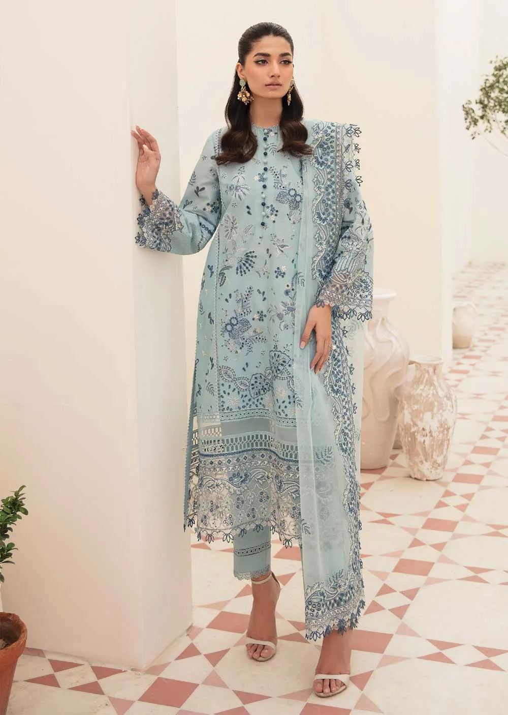 ACL-10 - Powder Blue - Unstitched - Chickenkari Lawn Collection by Afrozeh 2023