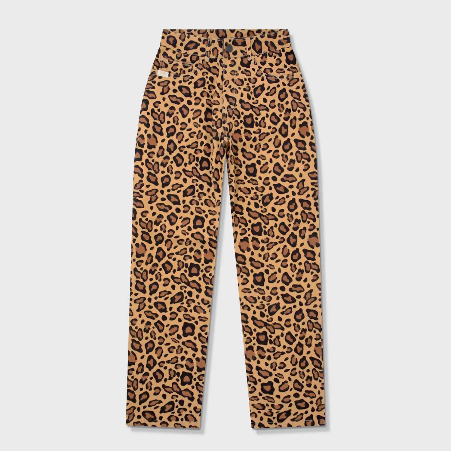 Animal Print Straight Leg Laser Pants - Leopard