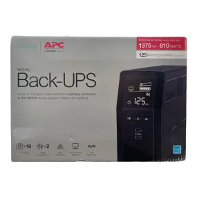 APC Battery Back-UPS Pro Tower 1375VA 10 Outlet 2 USB, Home or Office, BN1375M2