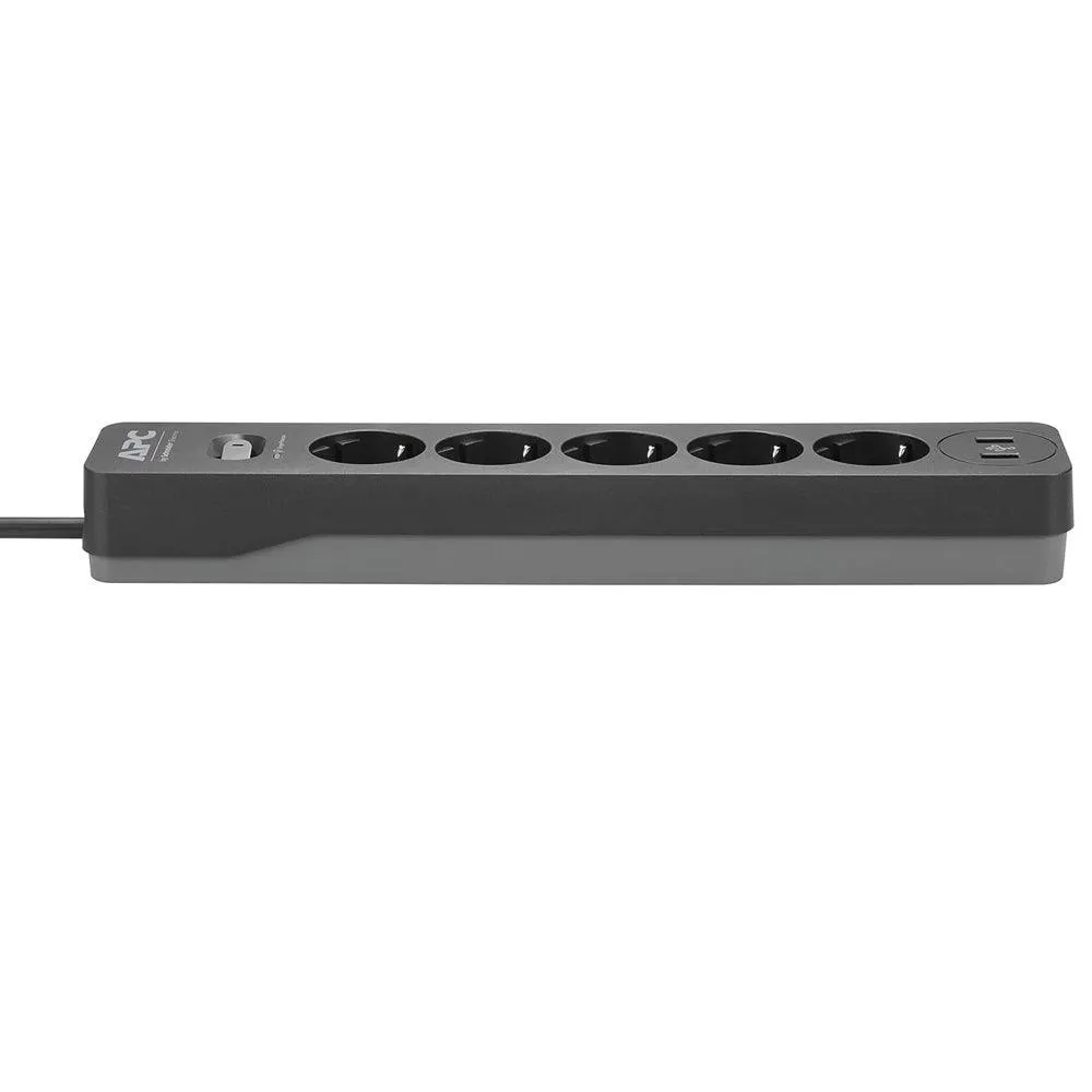 APC Life Is On Essential SurgeArrest PME5U2B-GR 5Port   2USB Power Strip 230V 1.5m