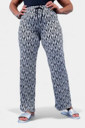 Black Abstract Ribbed Pants