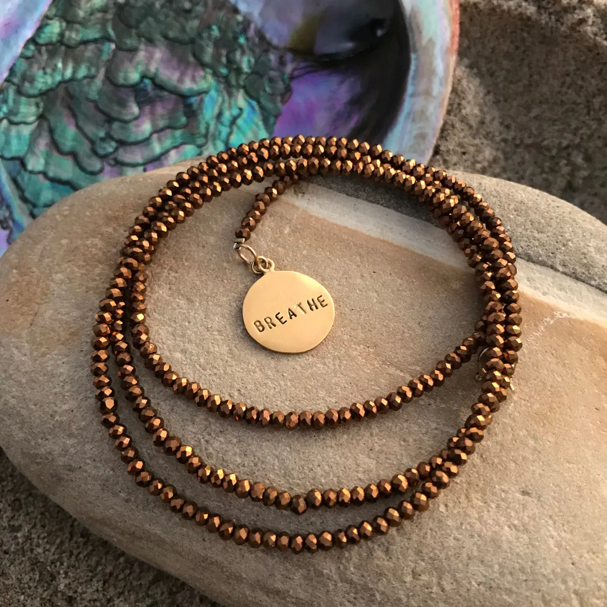 BREATHE Wrap Bracelet with Copper Bronze Crystals