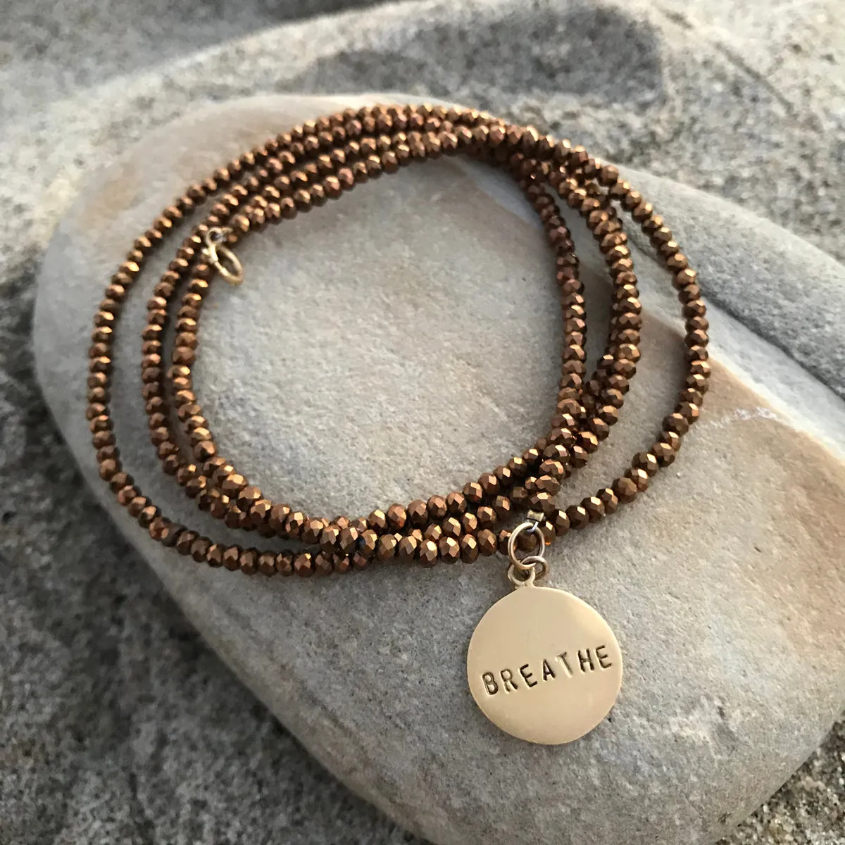 BREATHE Wrap Bracelet with Copper Bronze Crystals