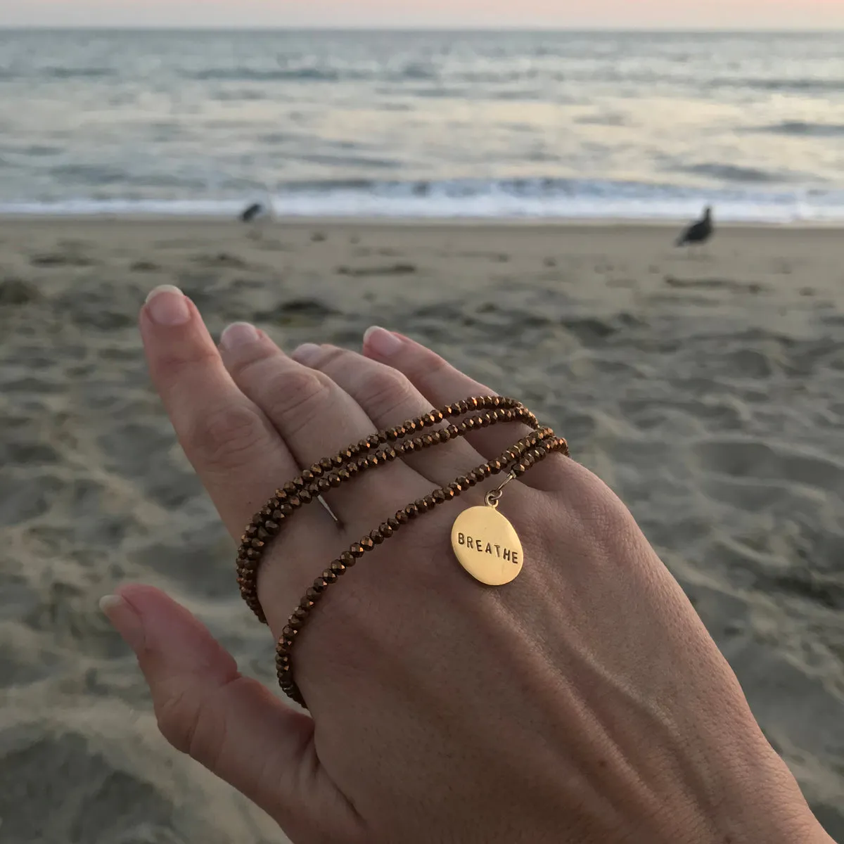 BREATHE Wrap Bracelet with Copper Bronze Crystals