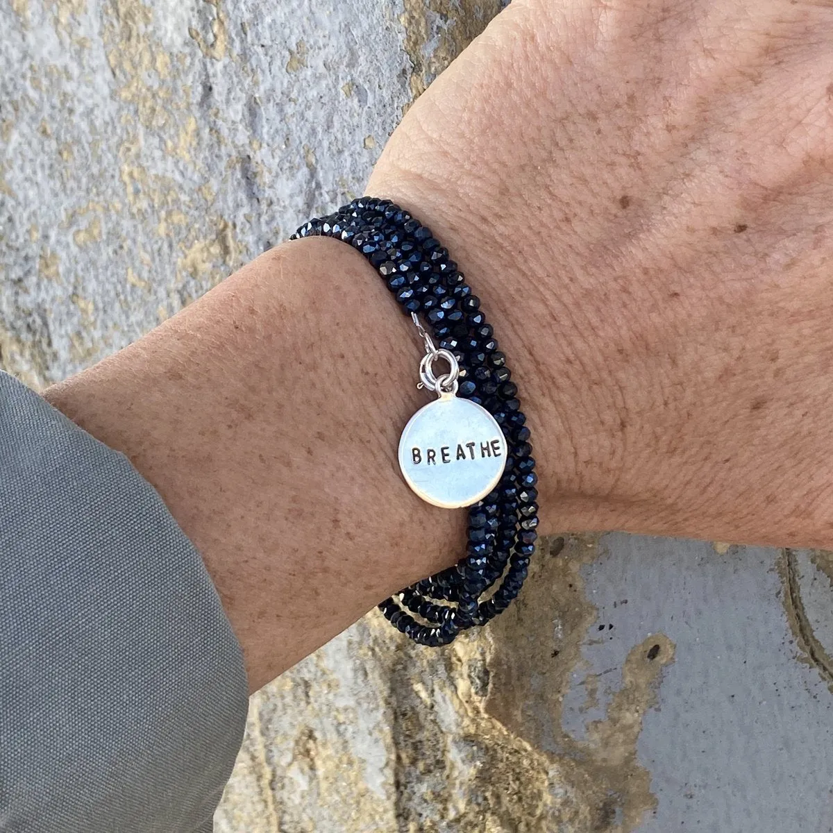 BREATHE Wrap Bracelet with Midnight Dark Crystals