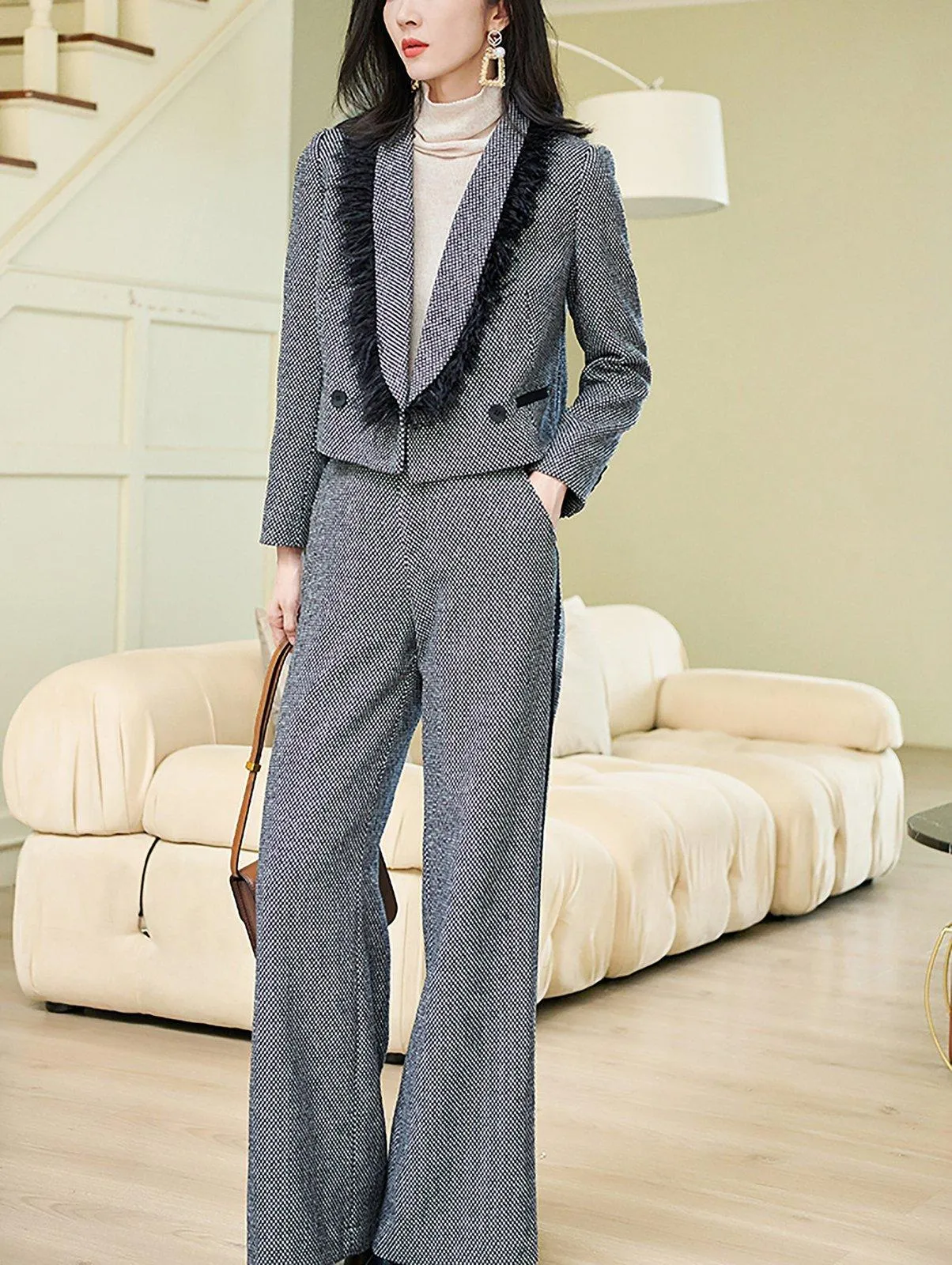 Caroline Short Blazer & Wide Leg Pants Set