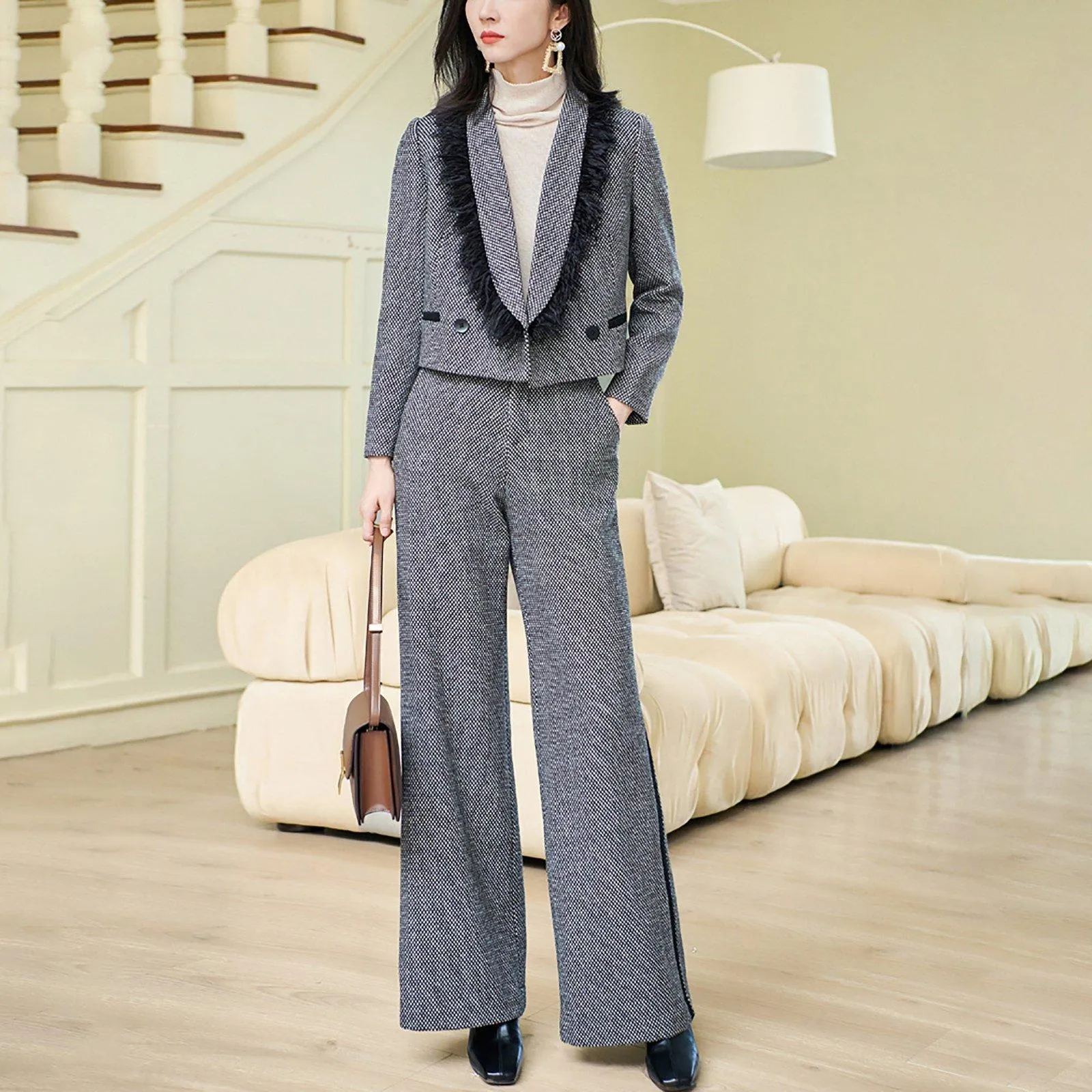 Caroline Short Blazer & Wide Leg Pants Set