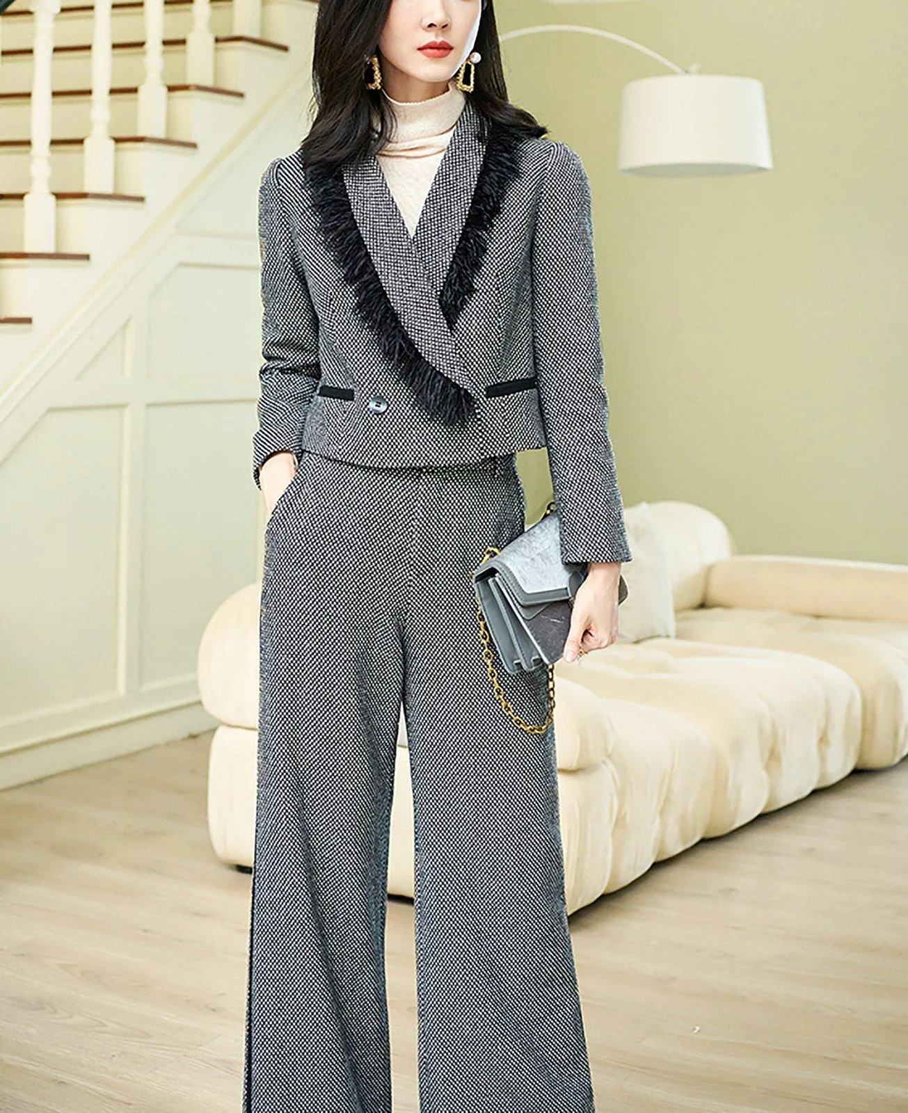 Caroline Short Blazer & Wide Leg Pants Set