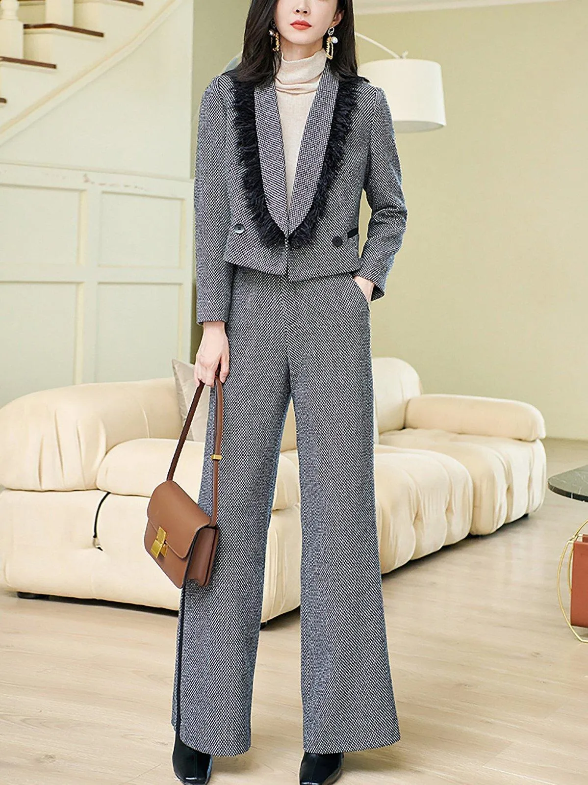 Caroline Short Blazer & Wide Leg Pants Set