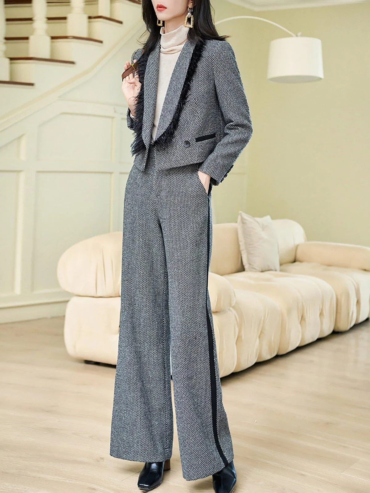 Caroline Short Blazer & Wide Leg Pants Set