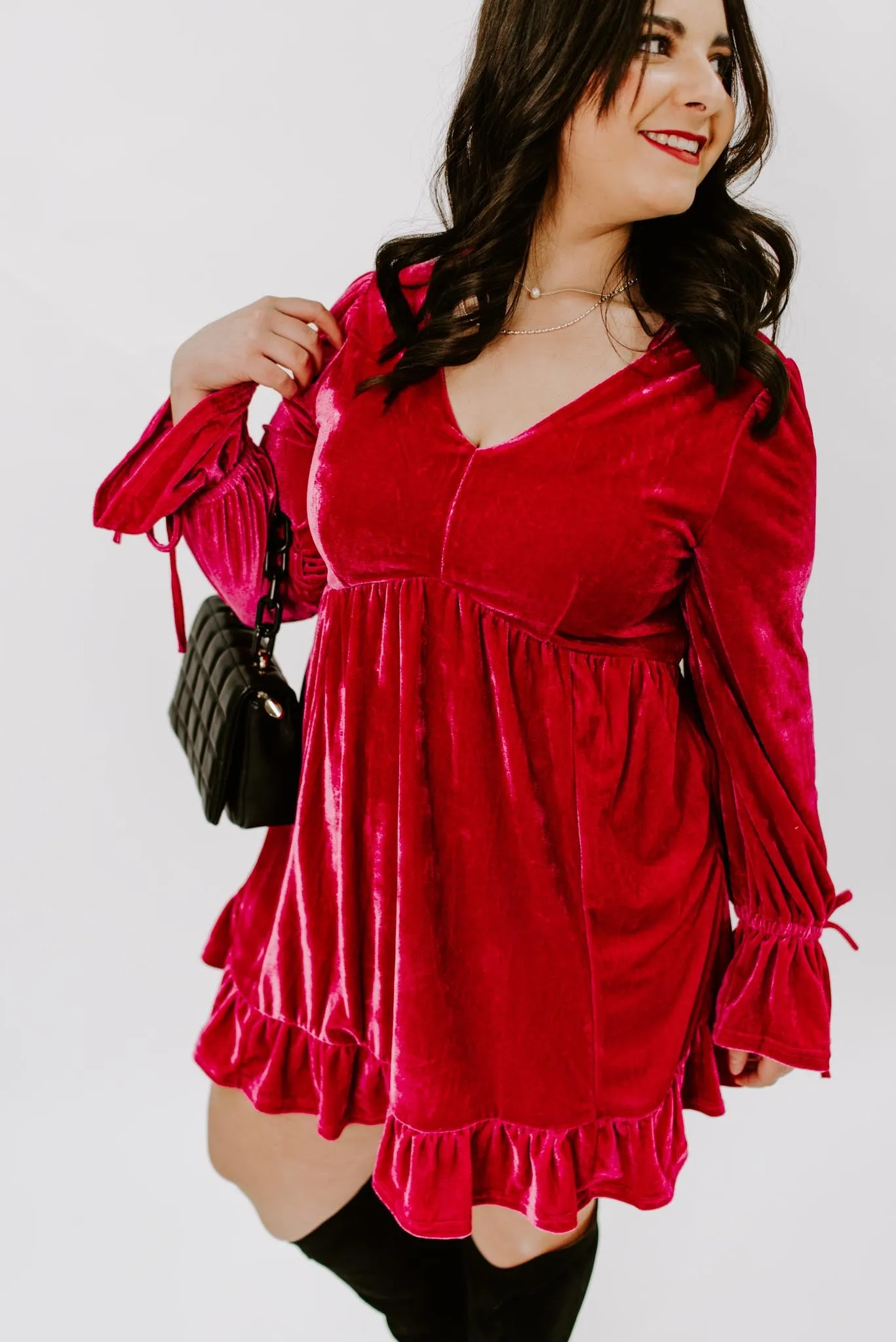 Cecily Pink Velvet Dress