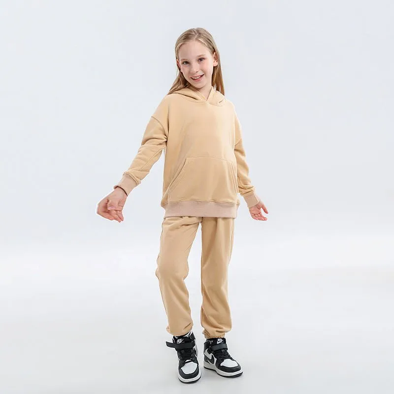 Children's Clothing Autumn And Winter New Terry Cotton Loose Hooded Sweater Suit Men And Women Two-Piece Suit