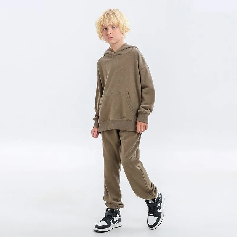 Children's Clothing Autumn And Winter New Terry Cotton Loose Hooded Sweater Suit Men And Women Two-Piece Suit