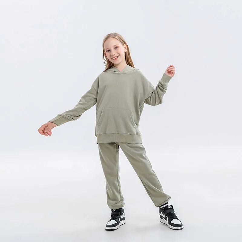 Children's Clothing Autumn And Winter New Terry Cotton Loose Hooded Sweater Suit Men And Women Two-Piece Suit