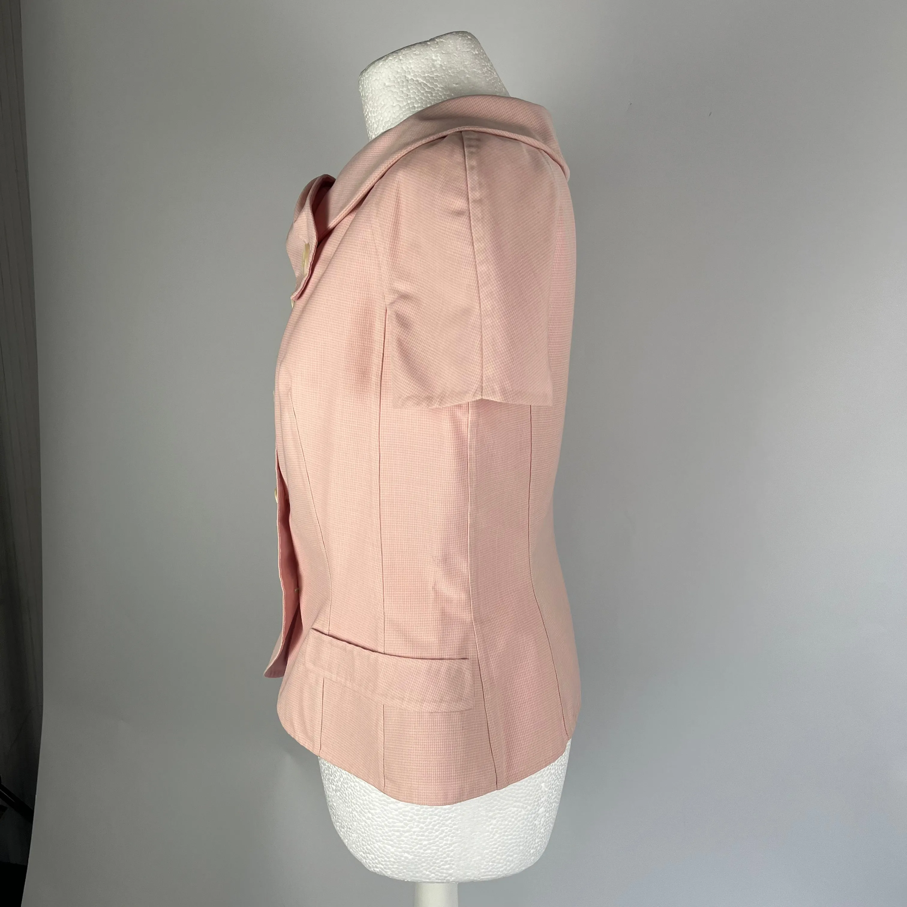 Christian Dior Pink Puppytooth Check Short Sleeve Jacket  XL