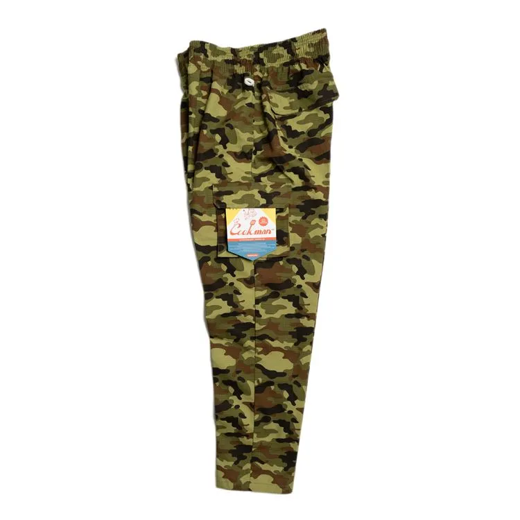 Cookman Chef Pants Cargo - Ripstop : Woodland Camo Green