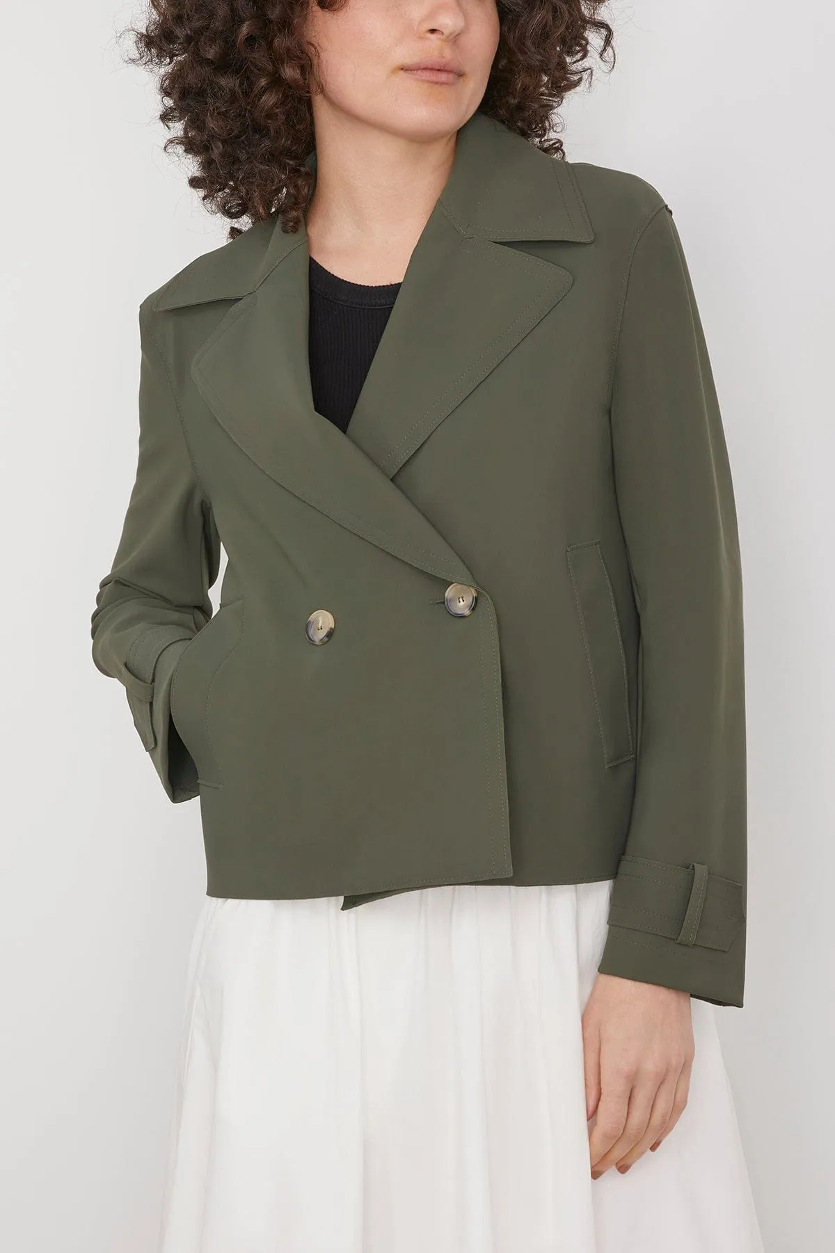 Cropped Scuba Peacoat in Moss Green