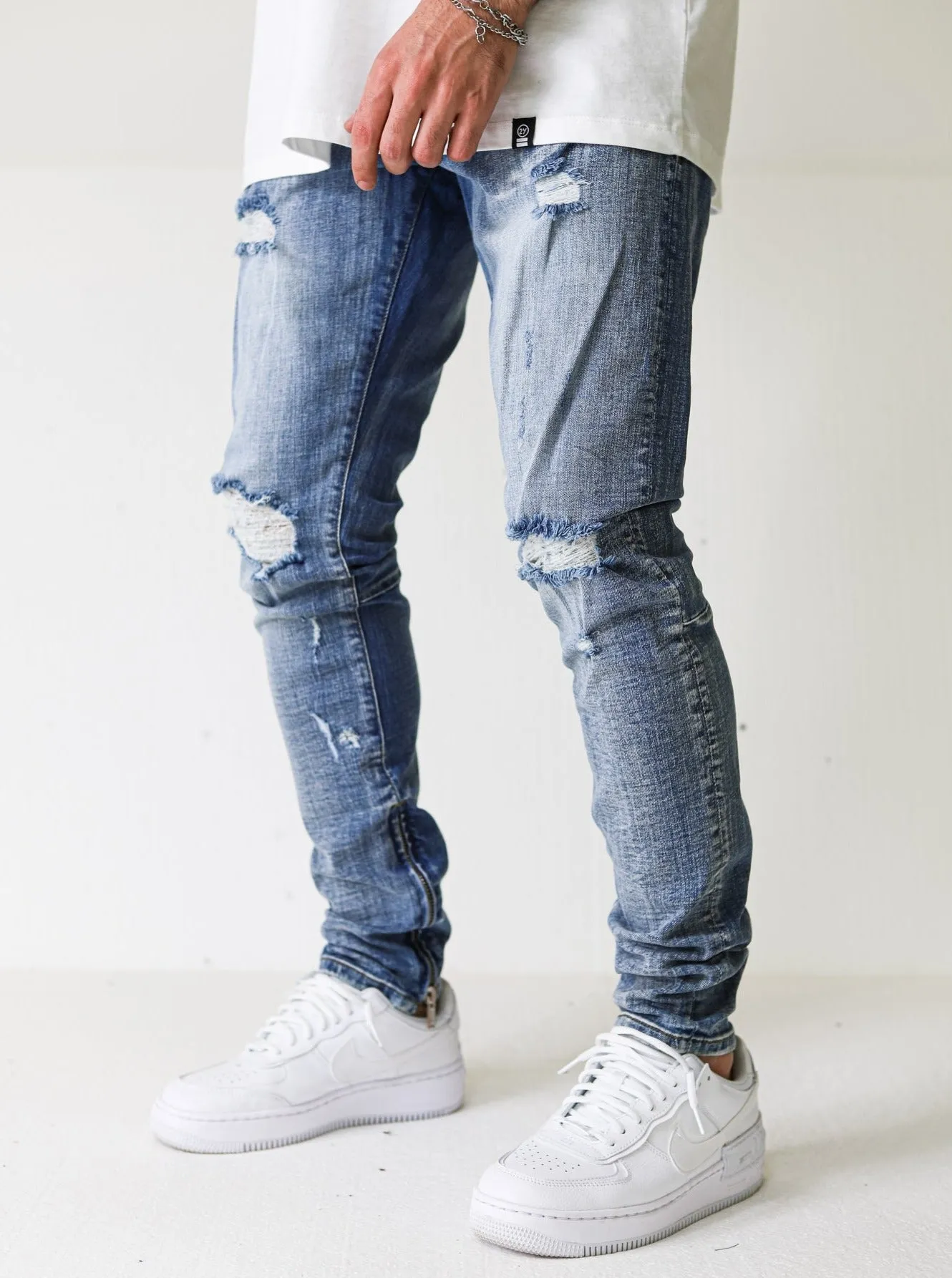 Distressed Ripped Premium Blue Jeans