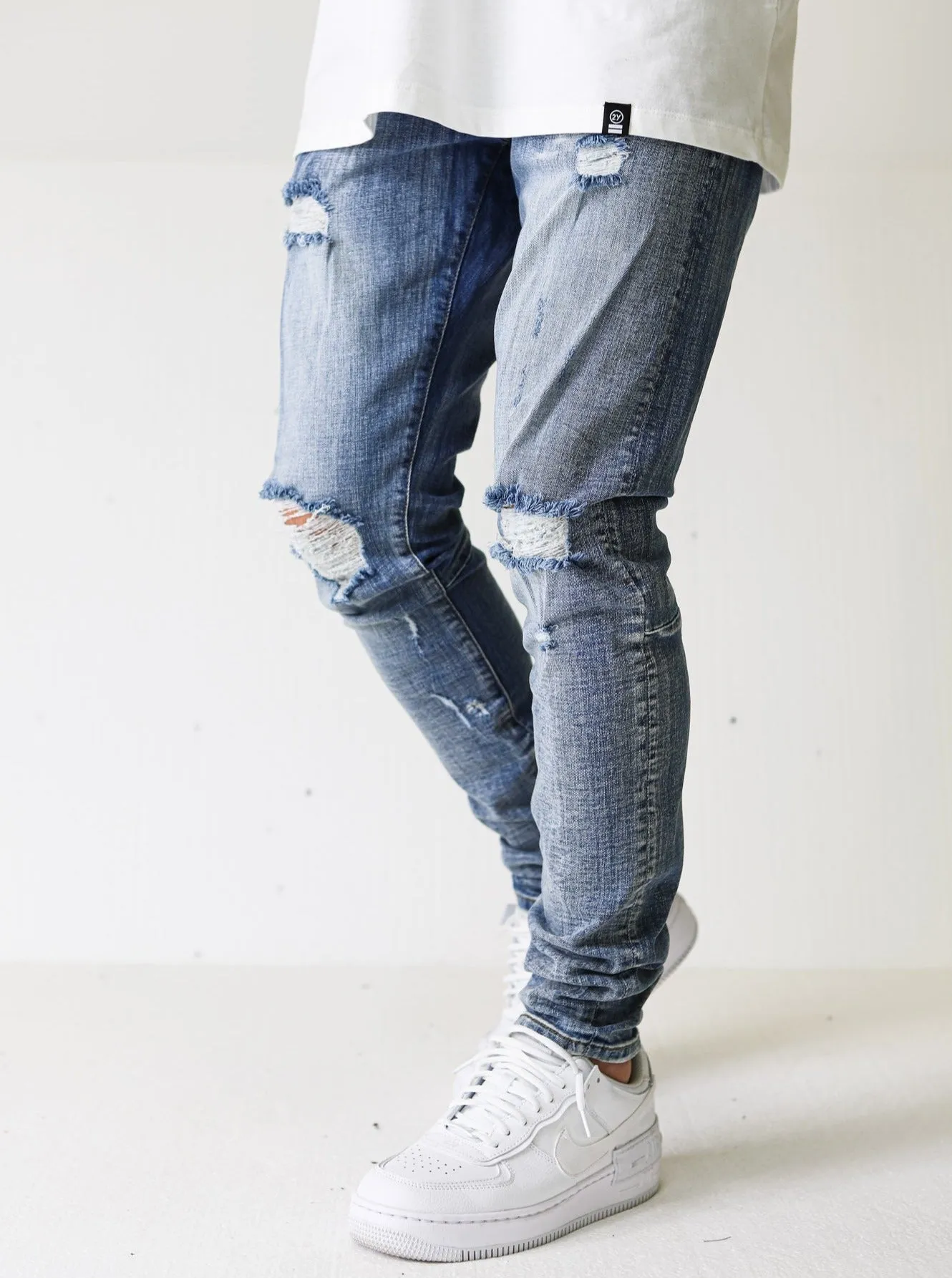 Distressed Ripped Premium Blue Jeans