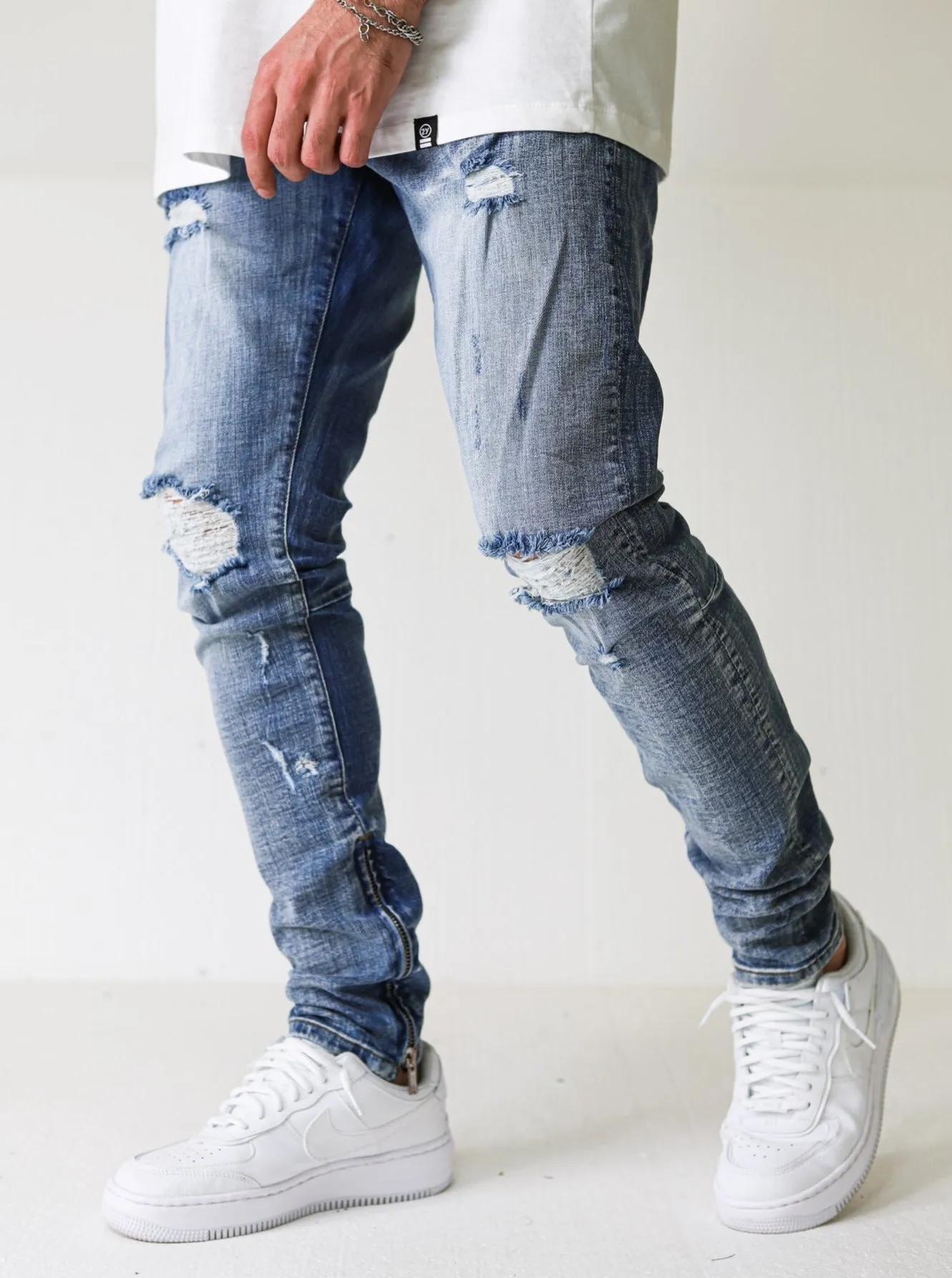 Distressed Ripped Premium Blue Jeans