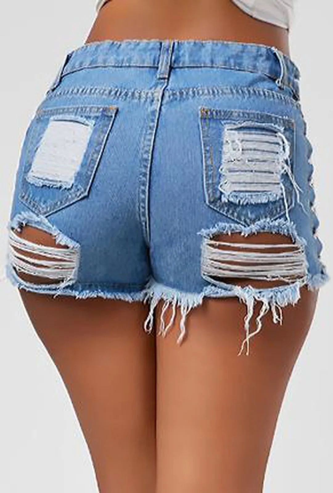 ERICA - LACED-UP DENIM SHORTS