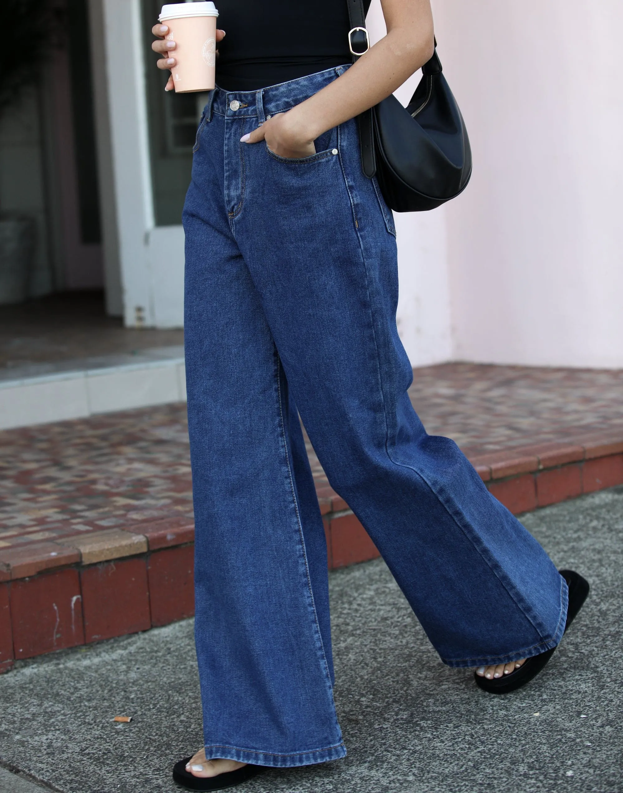 Ethan Wide Leg Jeans (Dark Denim)