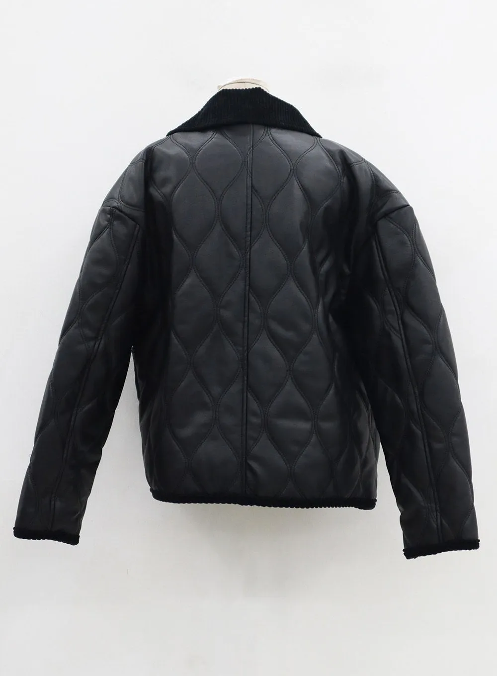 Faux Leather Button Puffer Jacket CD19