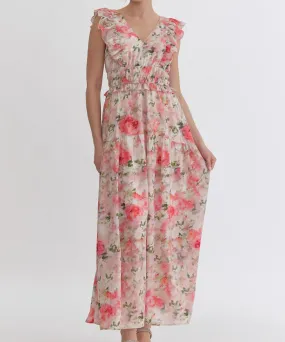 Floral Midi Dress - Blush