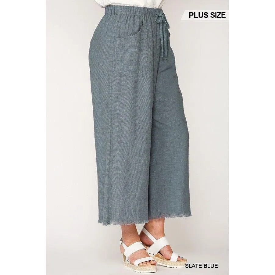 Frayed Wide Leg Pants With Pockets