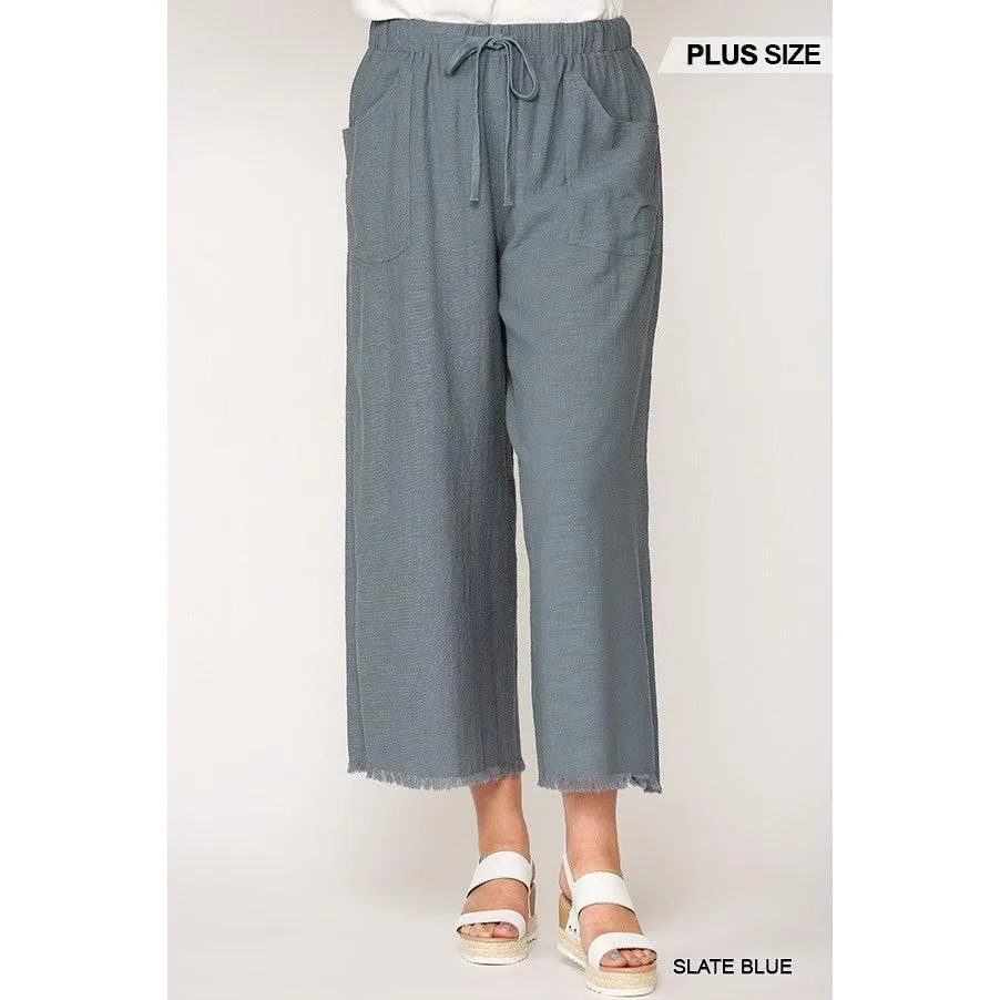 Frayed Wide Leg Pants With Pockets