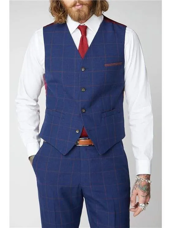 Gibson London Regent Navy / Burgundy Check Waistcoat