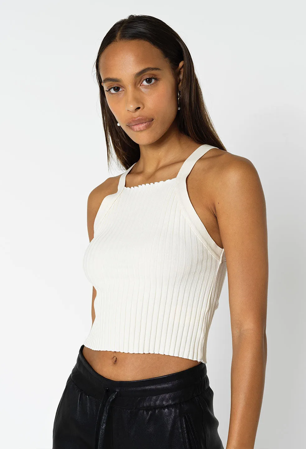 Ginza Rib Lee Cropped Top / Feather