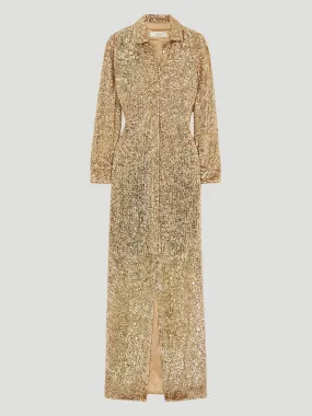 Gold Sequin Shirt Dress