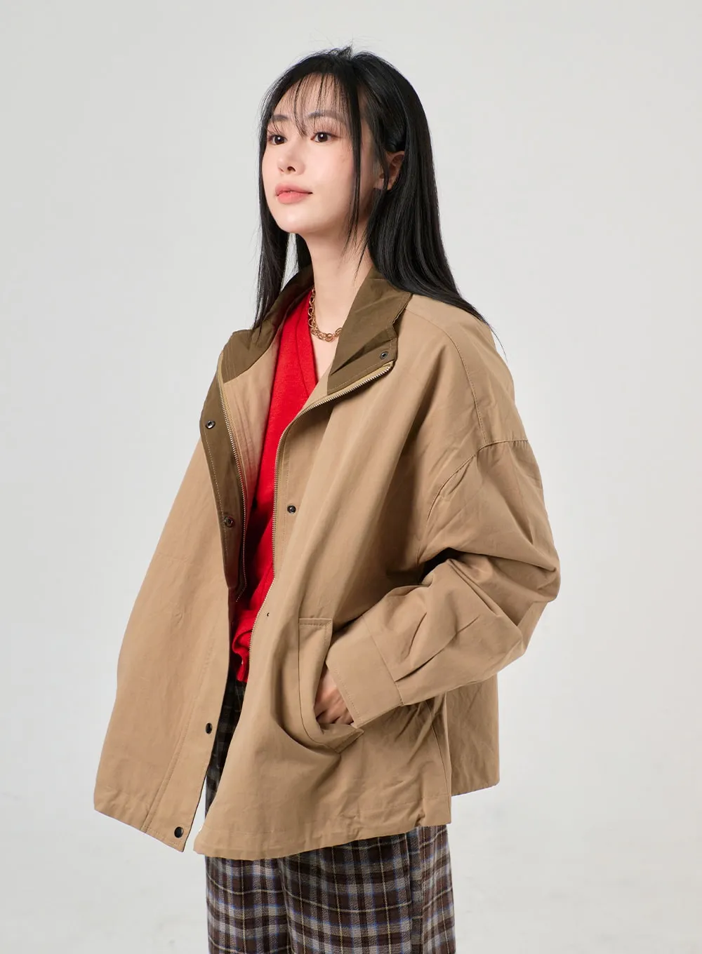 Grandpacore Oversized Button Bomber Jacket OF406