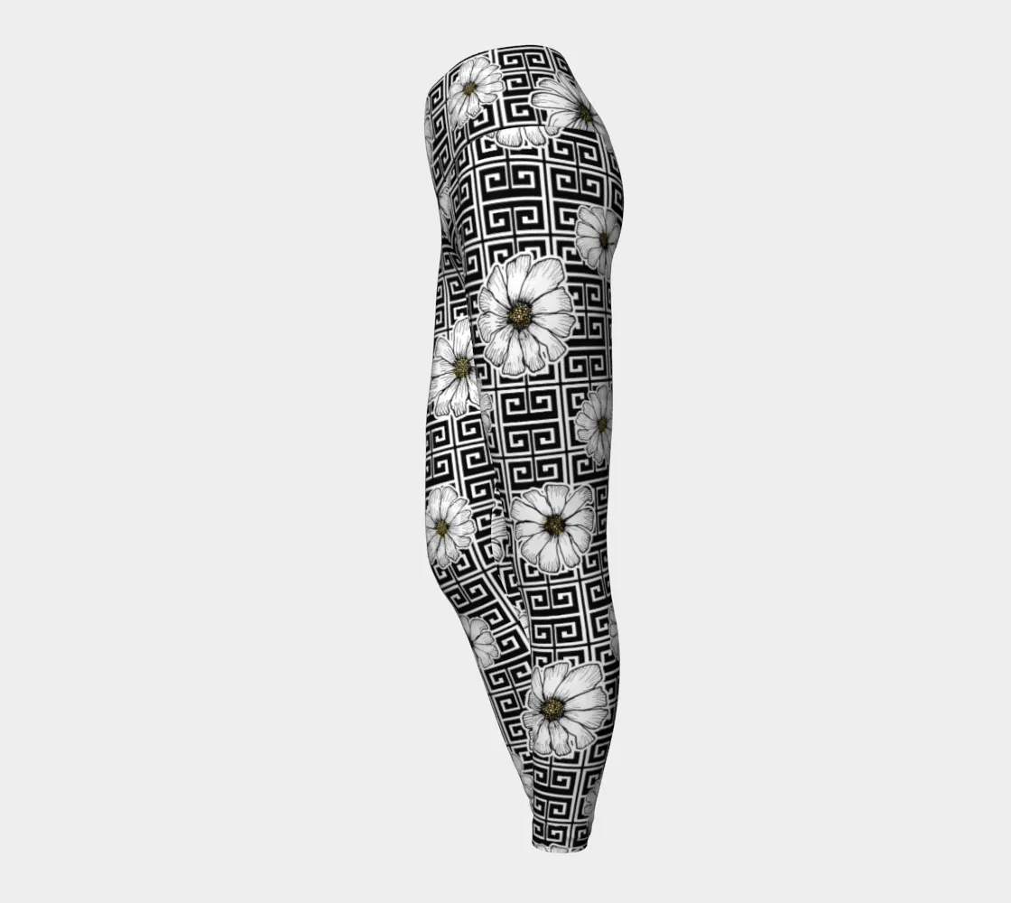 Greek Key Floral Yoga Leggings