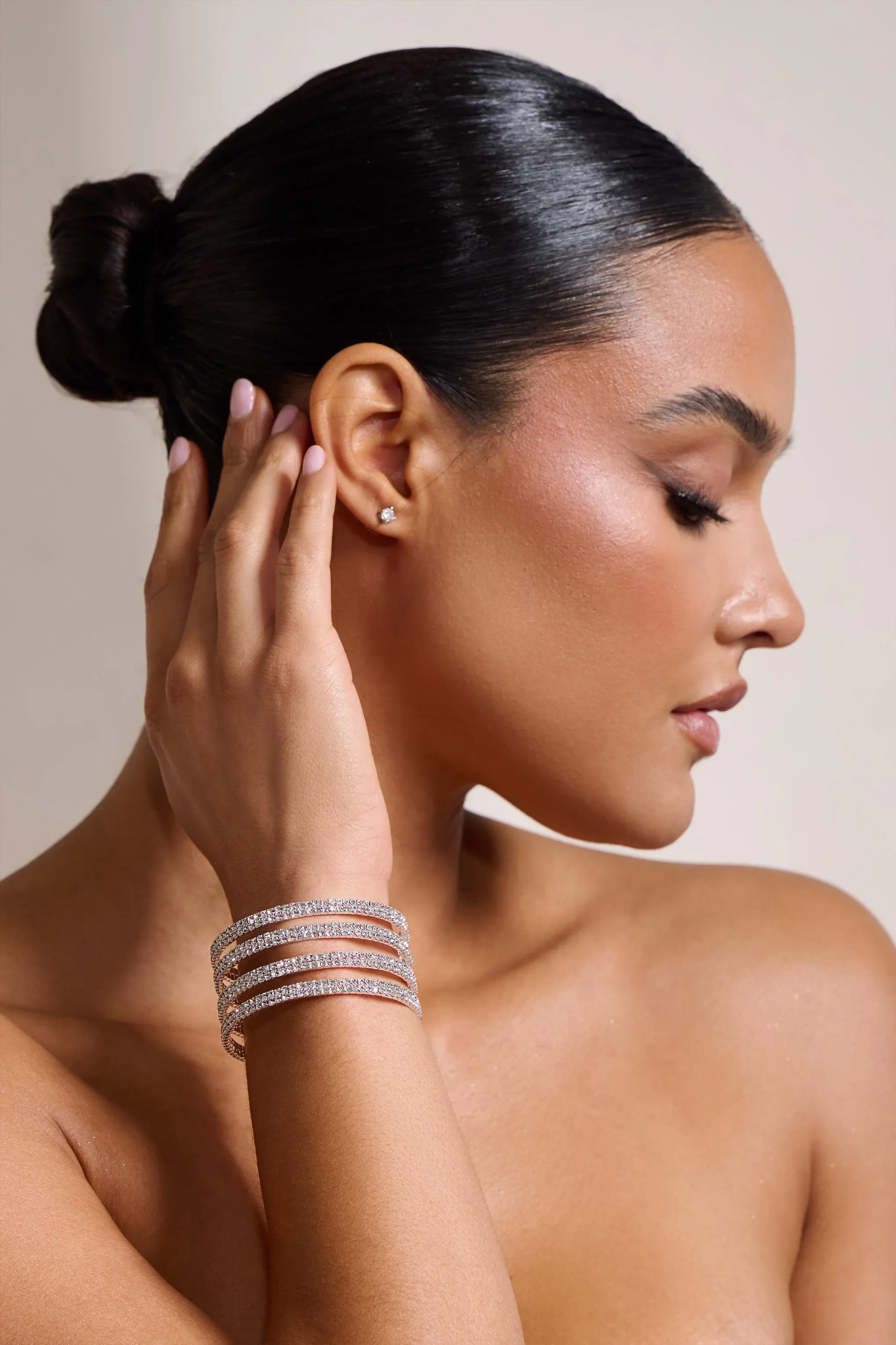 Halle | Silver Layered Statement Bangle