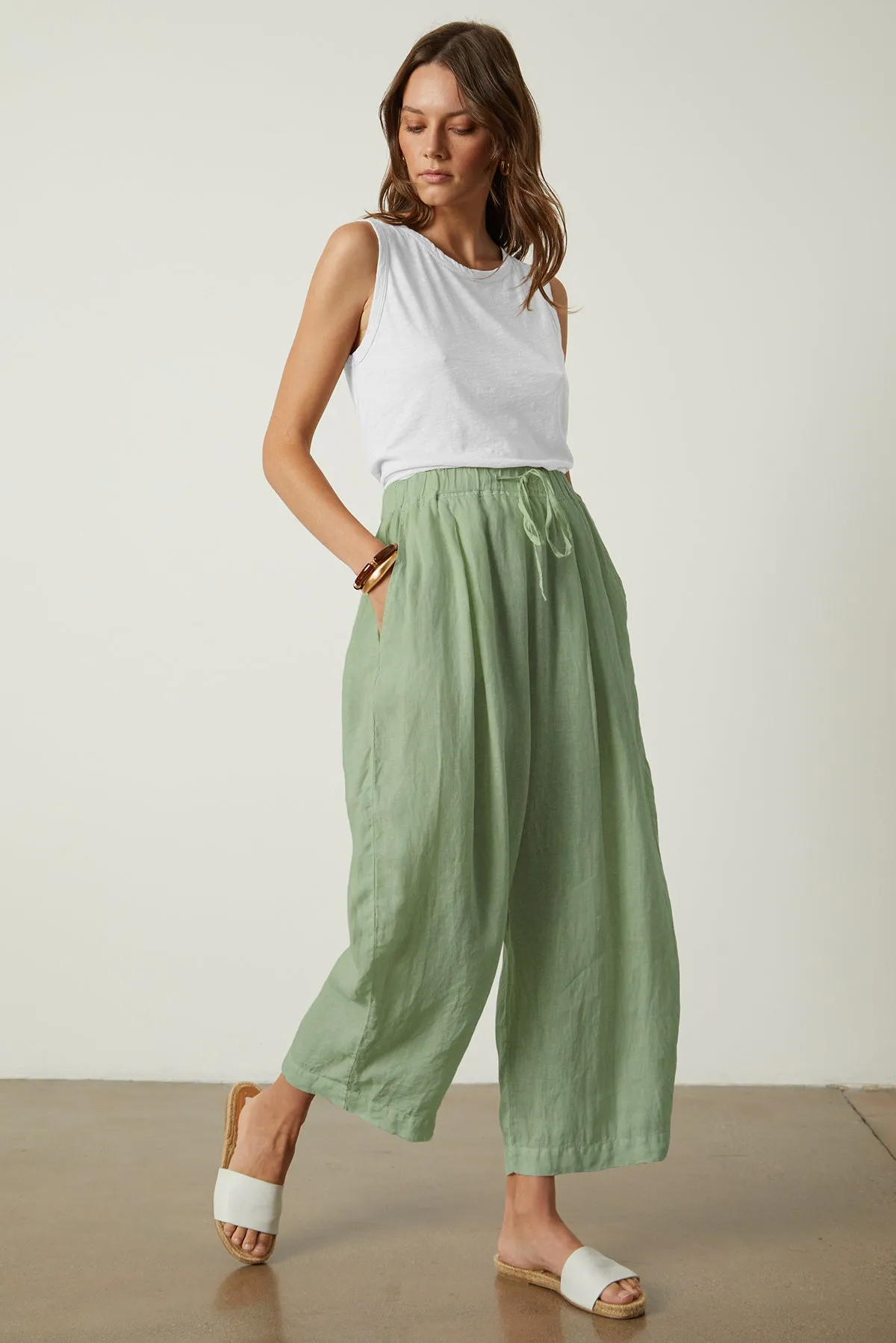 HANNAH LINEN WIDE LEG PANT