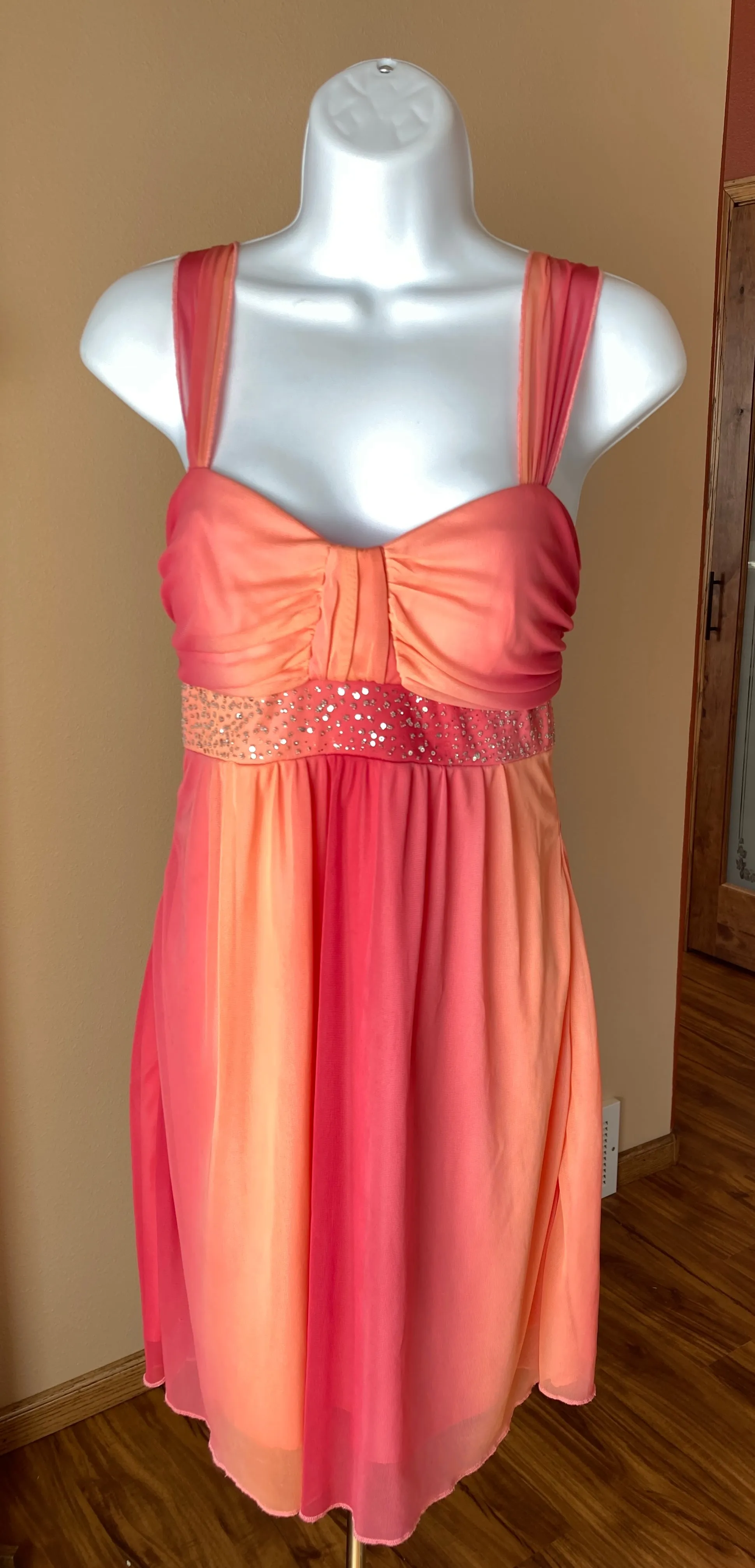 La Belle Ladies Prom Dress Medium Orange & Red Tones