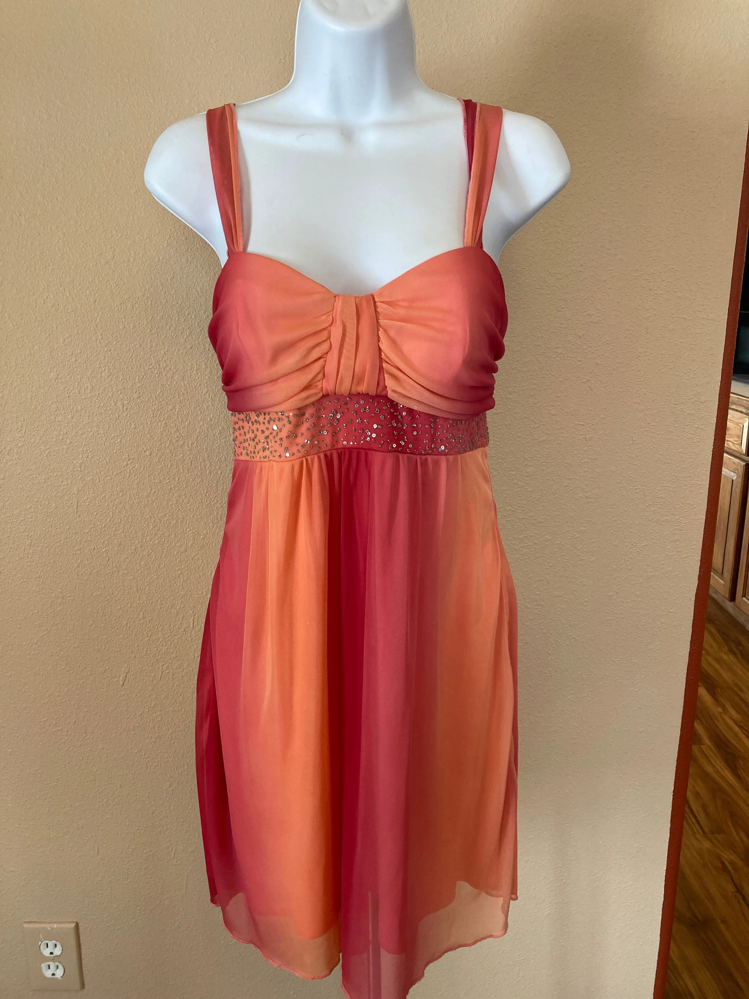 La Belle Ladies Prom Dress Medium Orange & Red Tones