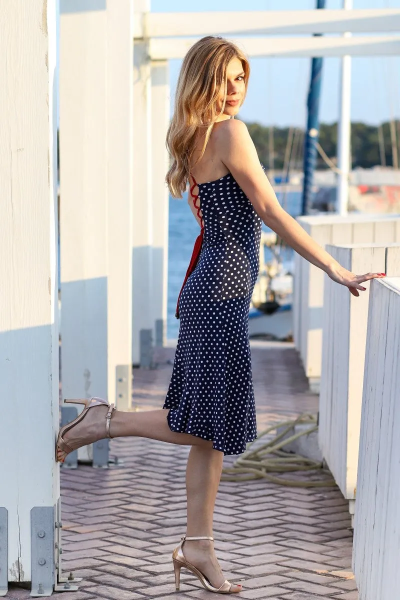 Lace-up Polka Dot Dress