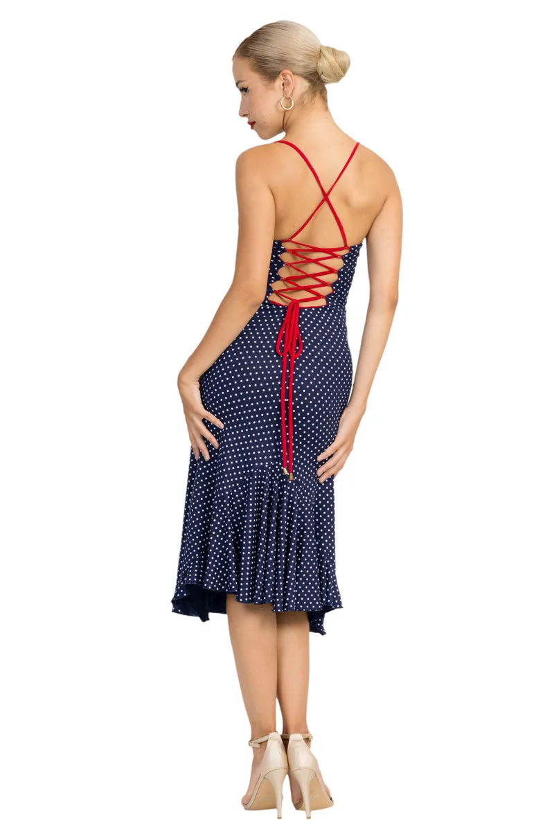 Lace-up Polka Dot Dress