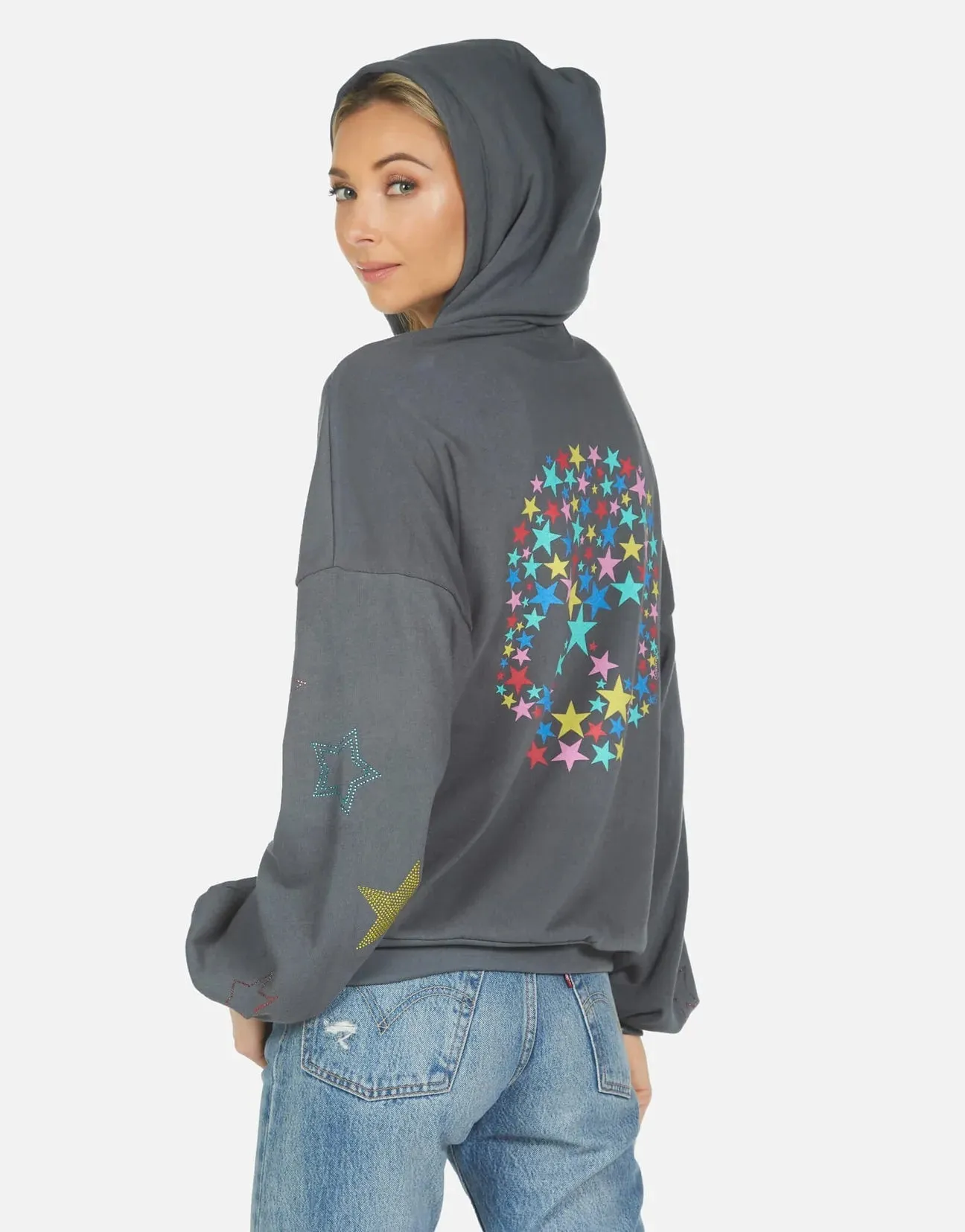 Lauren Moshi Kaliyah Star Skull Hooded Sweater