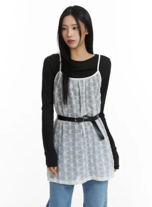 Layered Mesh Sleeveless Mini Dress CJ431