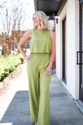 Linen Lime Wide Leg Pants