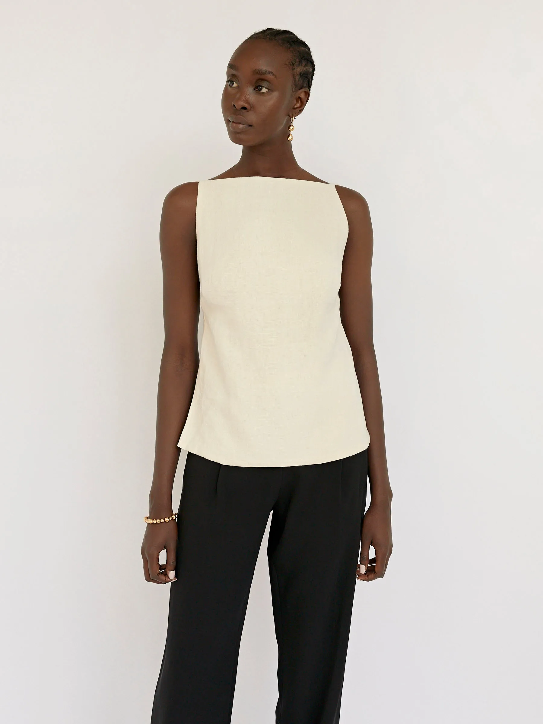 Linen Square Neck Top