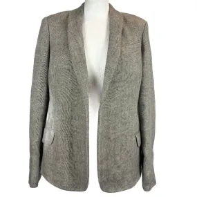 Loro Piana Taupe Herringbone Linen &  Silk Jacket S