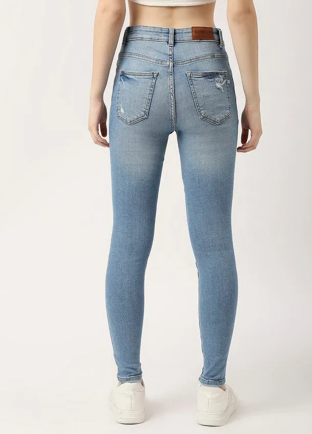 Mid Blue Ibiza Highwaist Fashion Skinny Fit Jeans