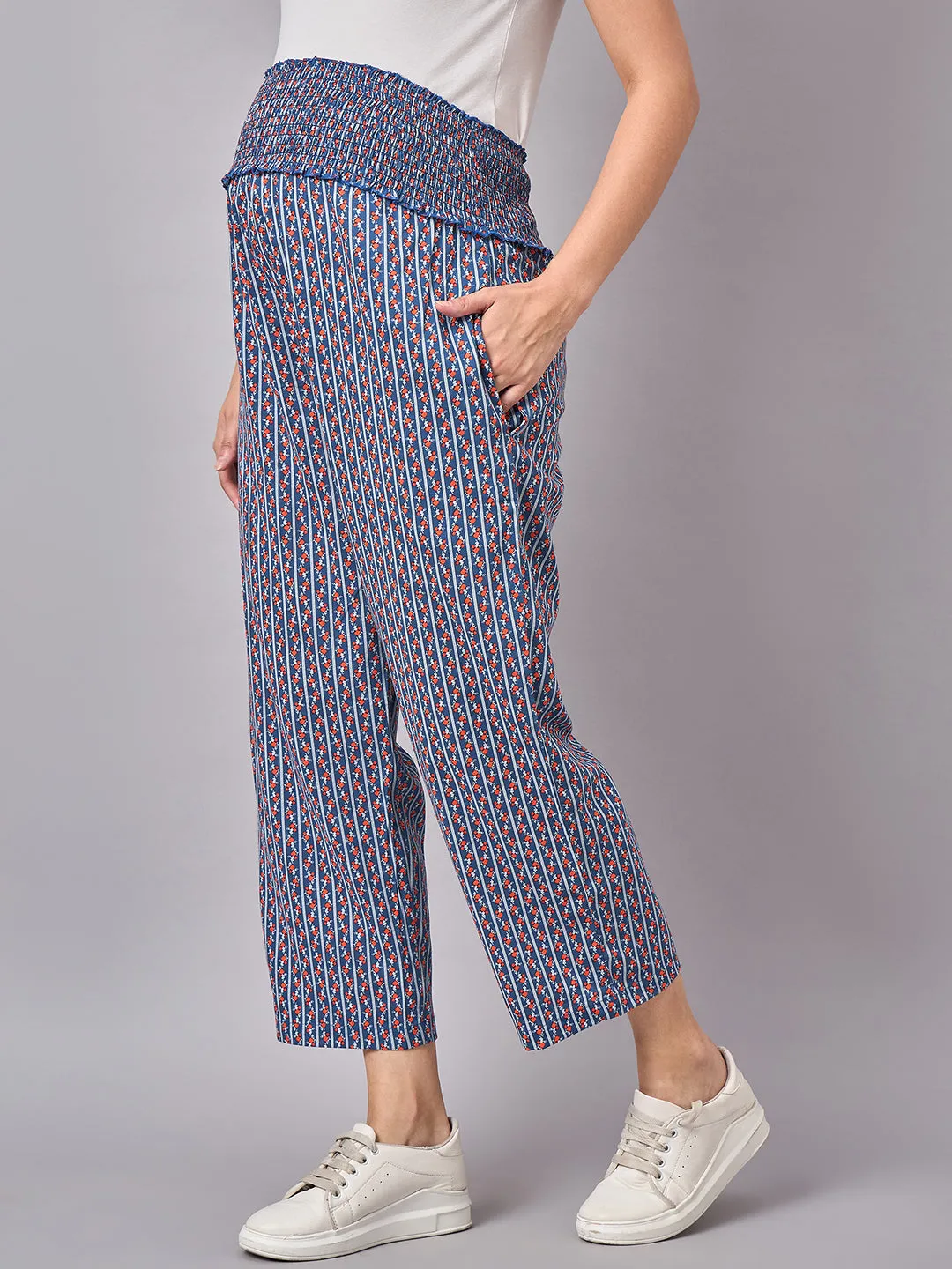 Multicolour Printed Maternity Pants For Pregnancy